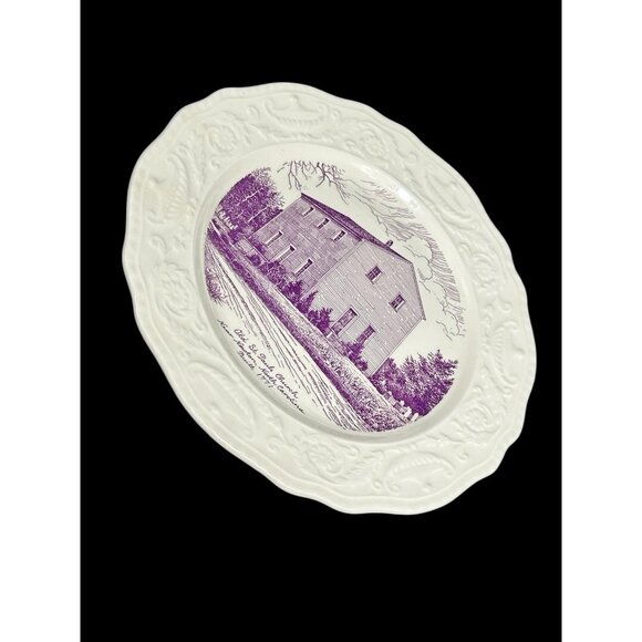 Adam Antique Steubenville St Paul’s Church North Carolina 10” Plate Ivory Violet - Picture 9 of 9